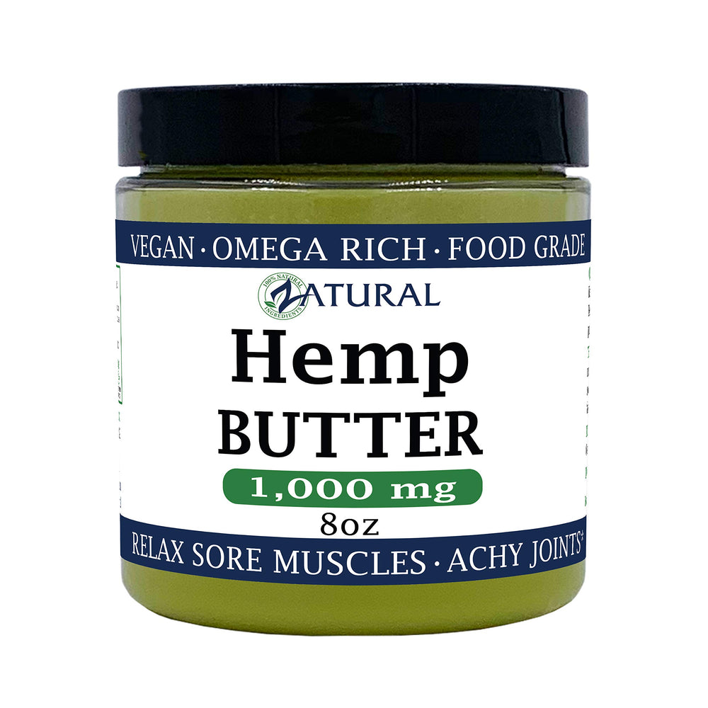 Zatural Hemp Butter jar closeup showcases pure ingredients for nourished, hydrated skin.