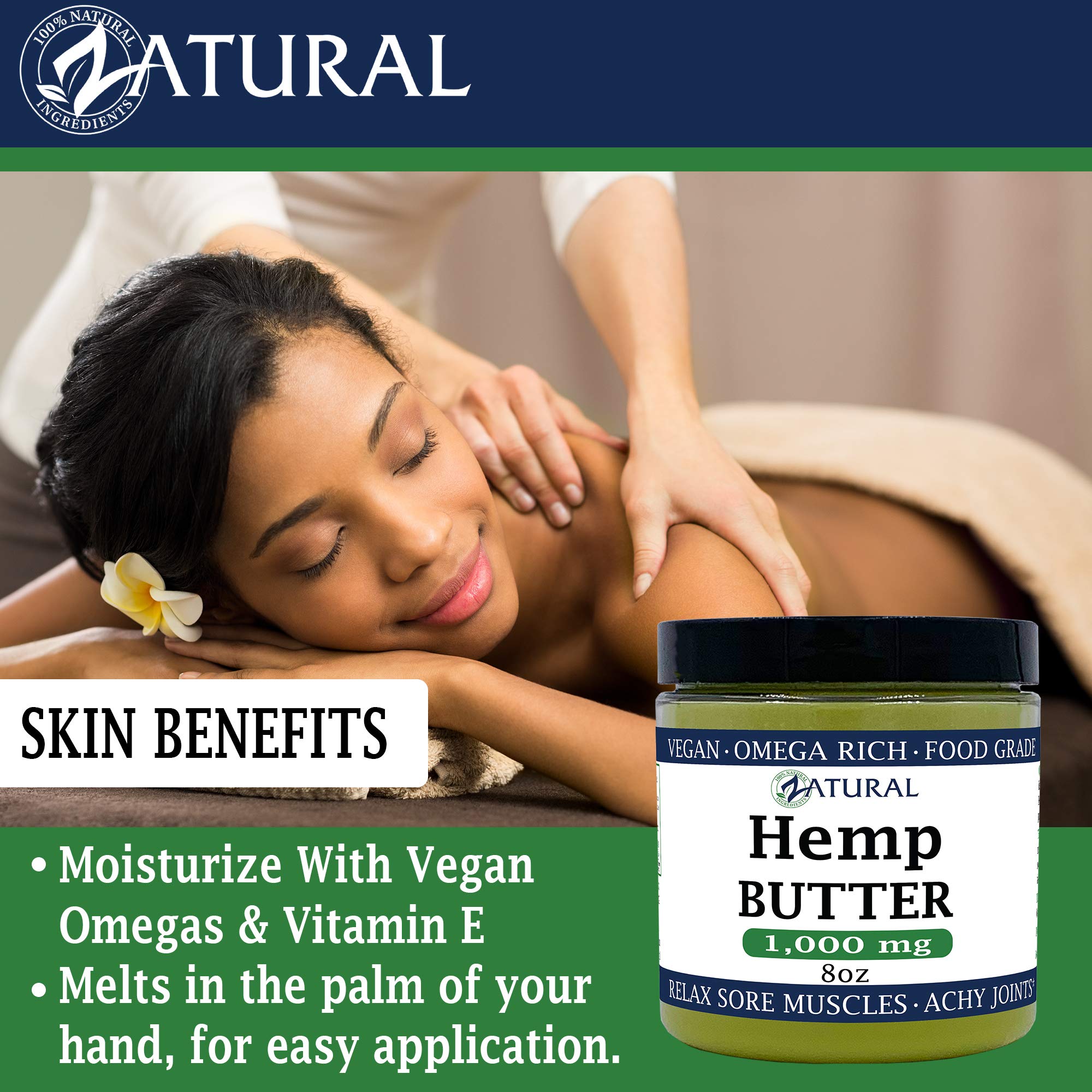 Zatural Hemp Butter food-grade use indicates cooking-friendly butter alternative.