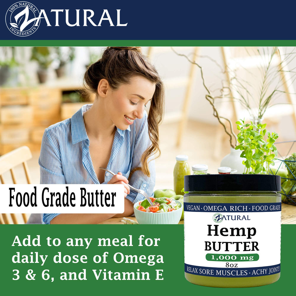 Zatural Hemp Butter packaging design emphasizes natural origins and eco-conscious choices.