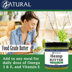 Zatural Hemp Butter packaging design emphasizes natural origins and eco-conscious choices.