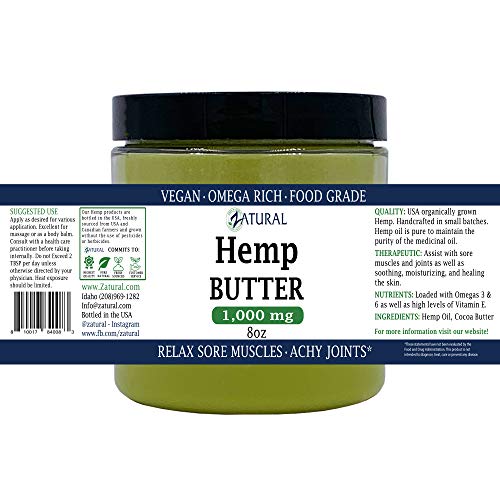 Zatural Hemp Butter texture scoop demonstrates creamy, daily moisture for skin.