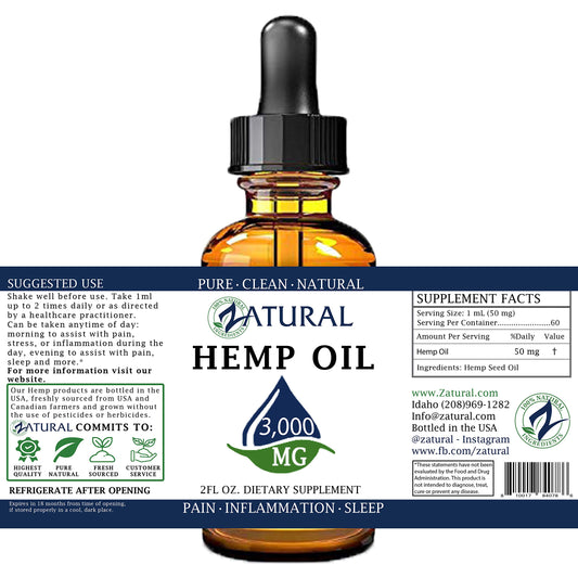 Zatural Hemp Oil Drops dropper enables easy under-tongue application.