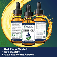 Zatural Hemp Oil Drops nutrition panel highlights omega-3, vitamin E.