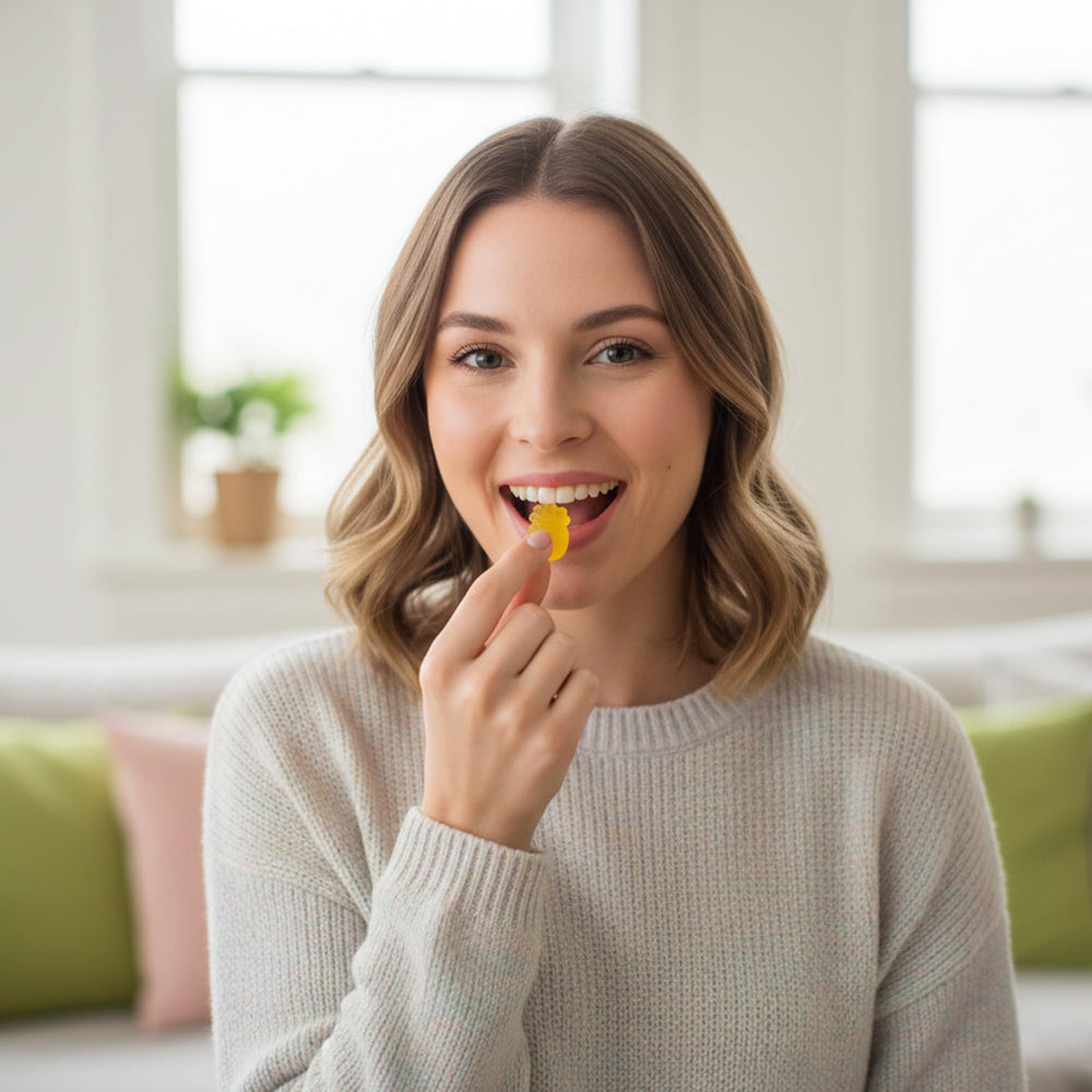 Visible pineapple pieces in gummies indicate natural flavor in each bite.