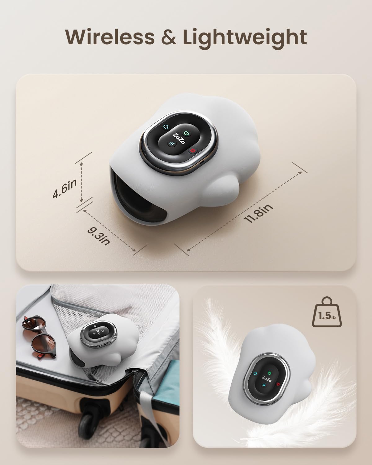 Ergonomic airbags cradling the hand for a soothing session