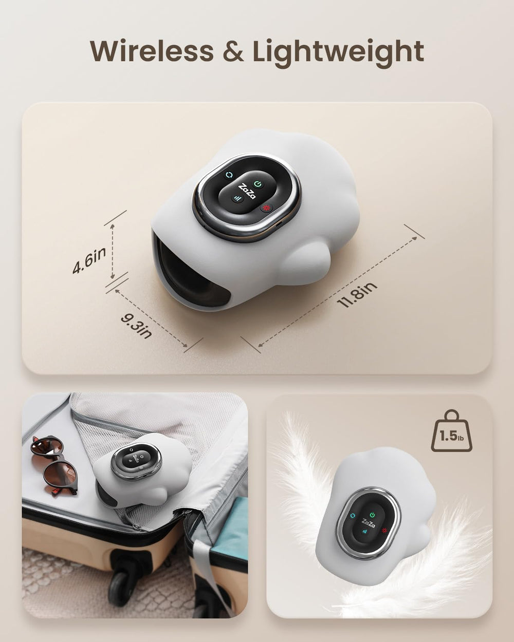 Ergonomic airbags cradling the hand for a soothing session
