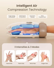 Zaza Hand Massager palm circles highlight palm and finger massage.