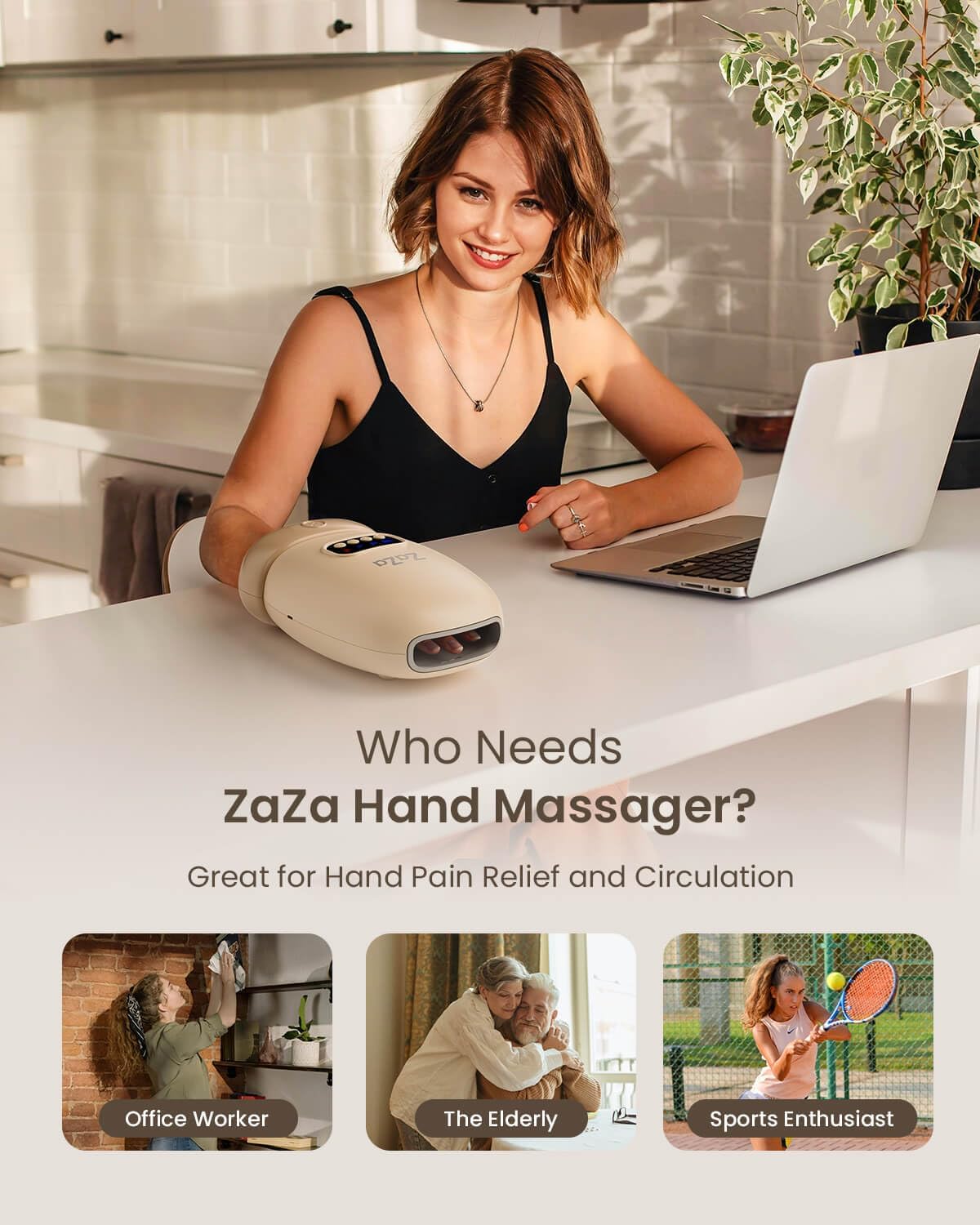 Zaza Hand Massager wrist balls show targeted wrist compression for relief.