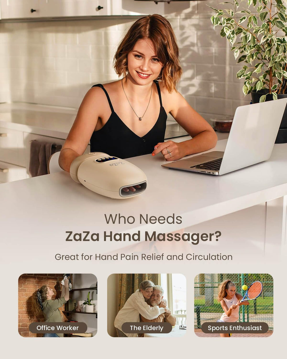 Zaza Hand Massager wrist balls show targeted wrist compression for relief.