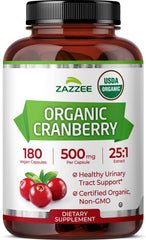 Zazzee Cranberry 25 Extract bottle for daily organic wellness and high potency