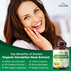 Zazzee Dandelion Root Organic label signals certified organic quality