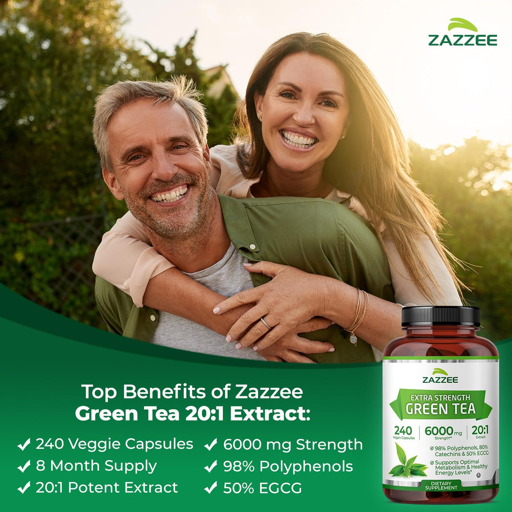 Zazzee Green Tea Extract capsule label shows 50 percent EGCG