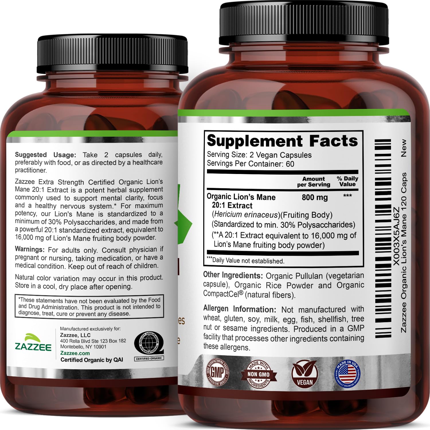 Zazzee organic stability and formulation for shelf life.