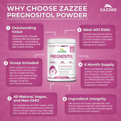 Zazzee PREGNOSITOL vegetarian formula in pure powder form.