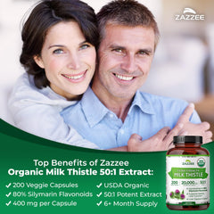 USDA Organic label on Zazzee Milk Thistle product
