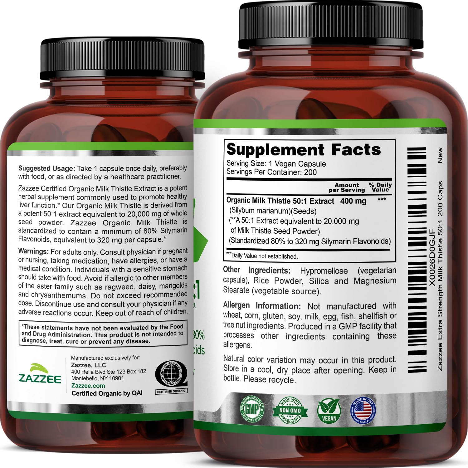 Non-GMO certification emblem on Zazzee Milk Thistle