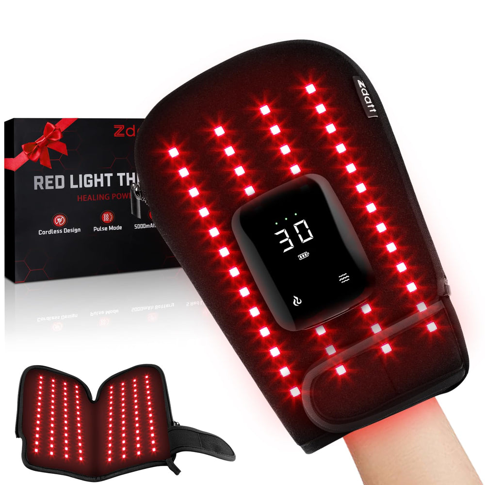 Zdatt cordless red light gloves with 360° coverage for full-hand light therapy.