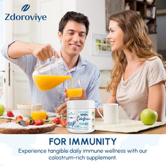 Zdoroviye colostrum powder label shows 2500 mg per serving.