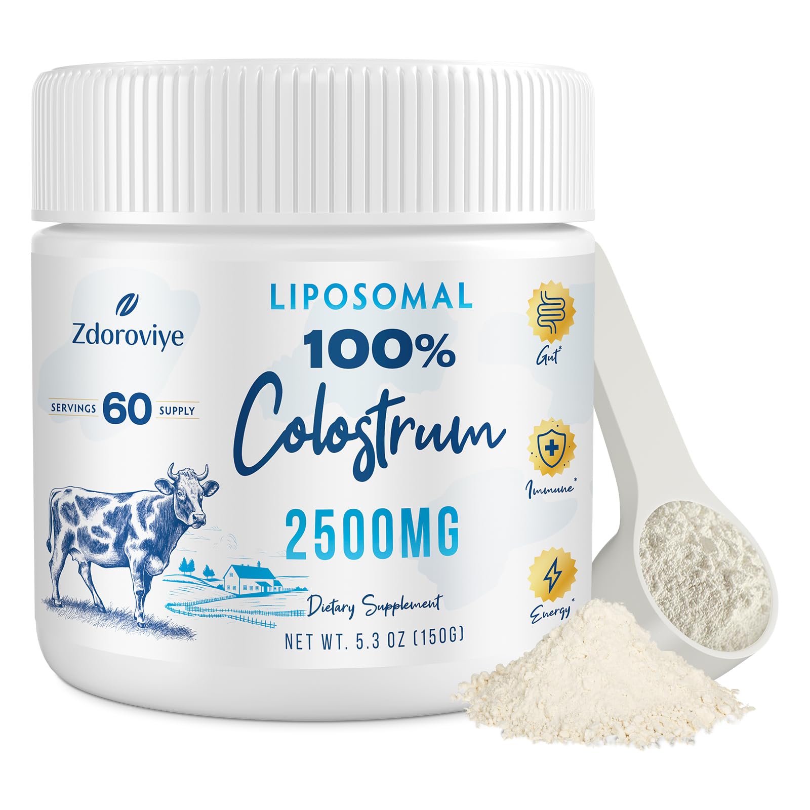 Zdoroviye liposomal bovine colostrum powder bottle — advanced delivery for better absorption