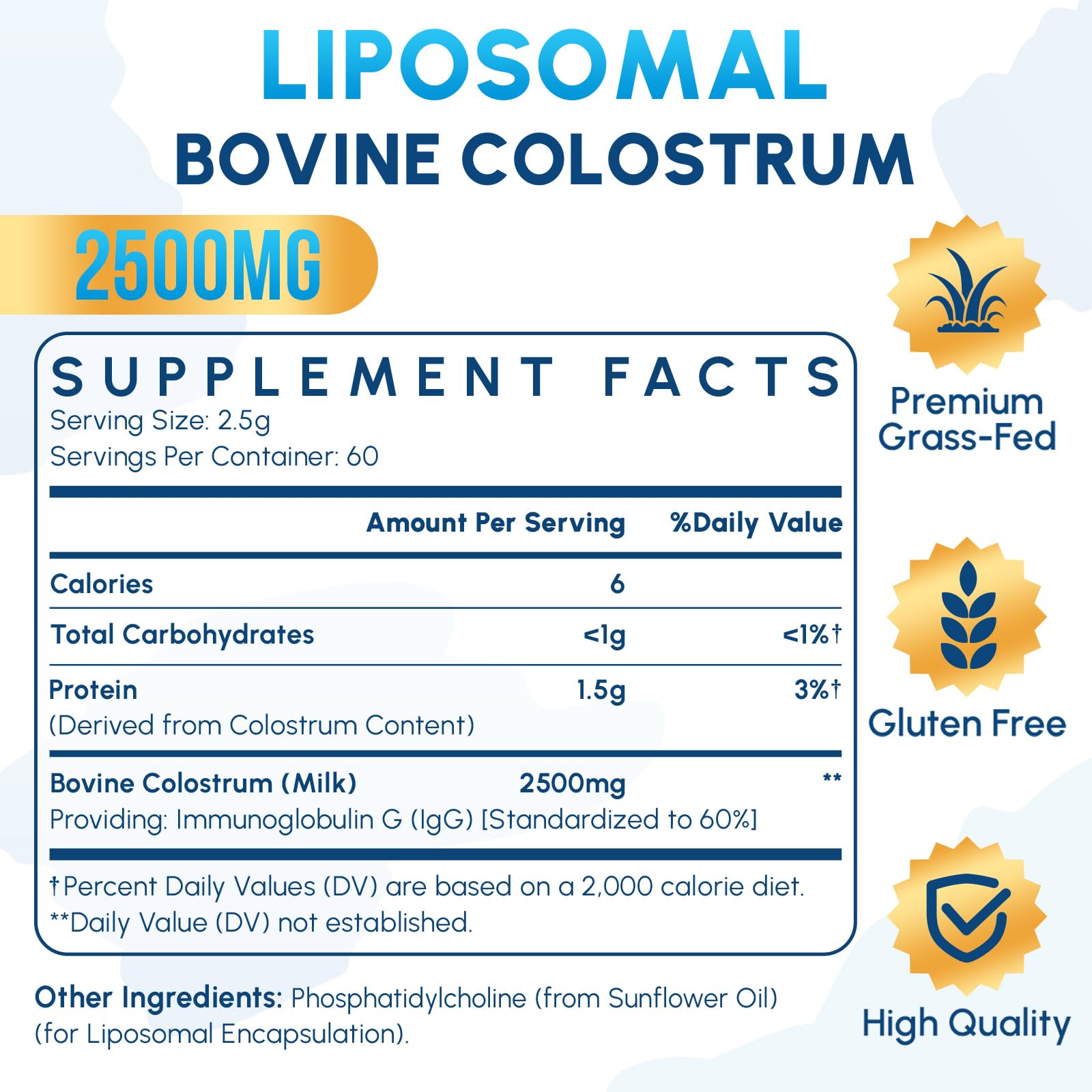 Zdoroviye bovine colostrum powder with measuring scoop for dosing.
