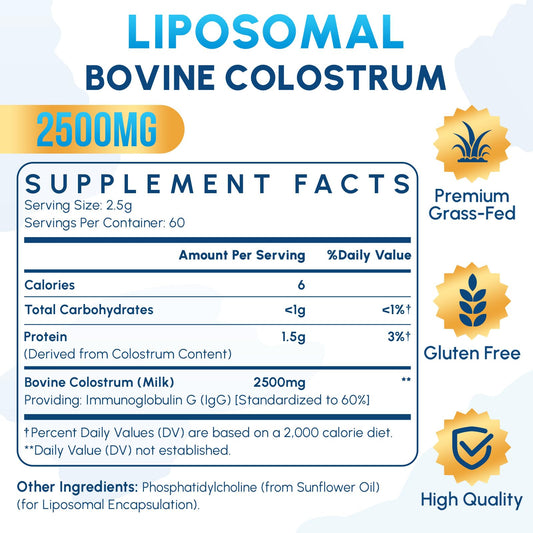 Zdoroviye bovine colostrum powder with measuring scoop for dosing.