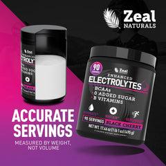 Dissolved Zeal Electrolyte in a glass shows clear, flavorful hydration without sugar.
