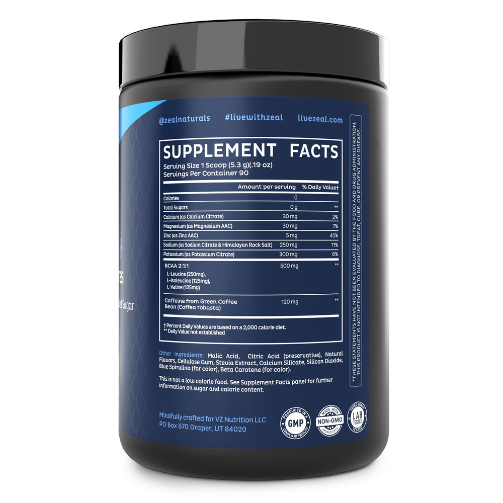 Pouring Zeal into water to create a zero sugar, keto-friendly hydration drink