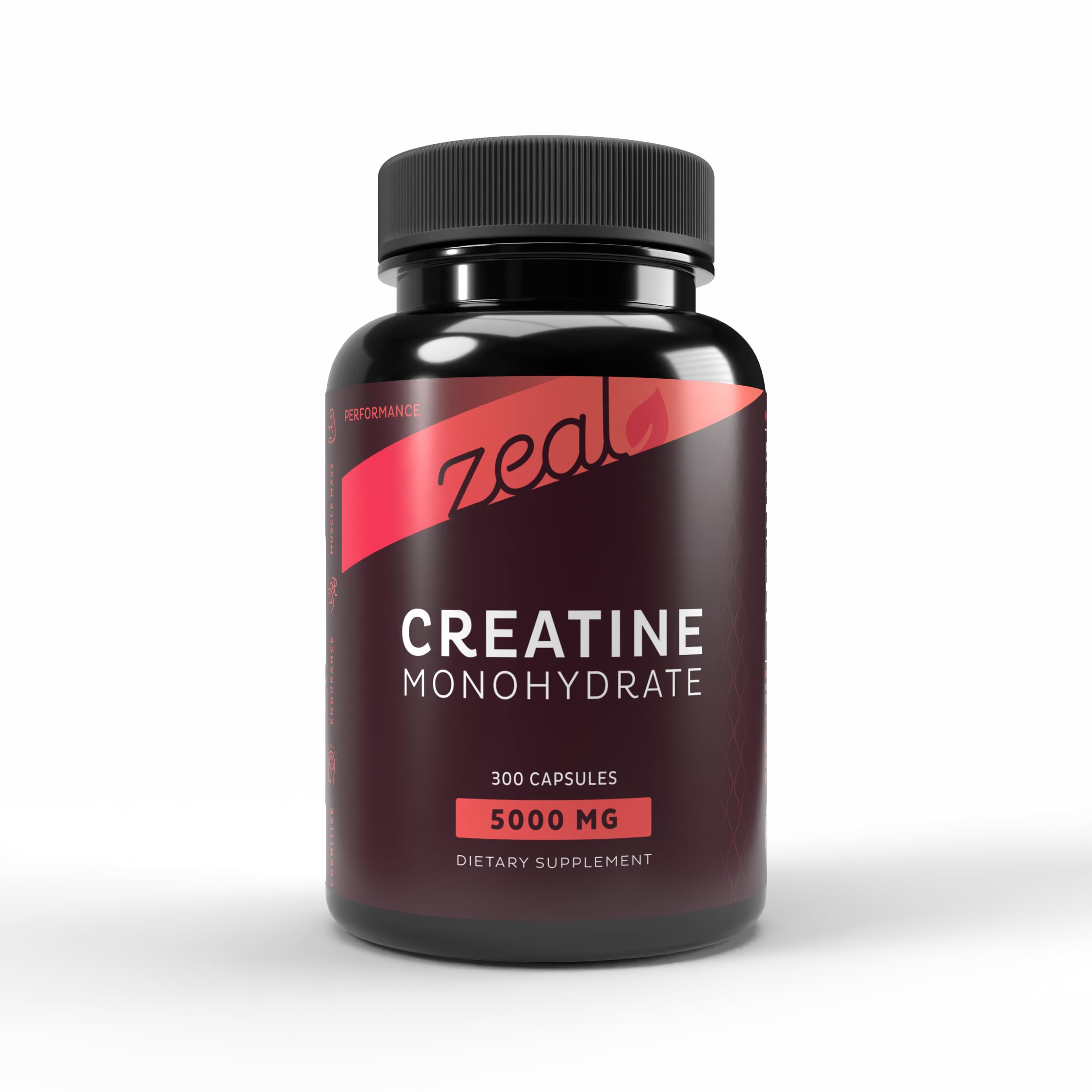 Zeal Naturals Creatine Monohydrate unflavored bottle for easy mixing with beverages.