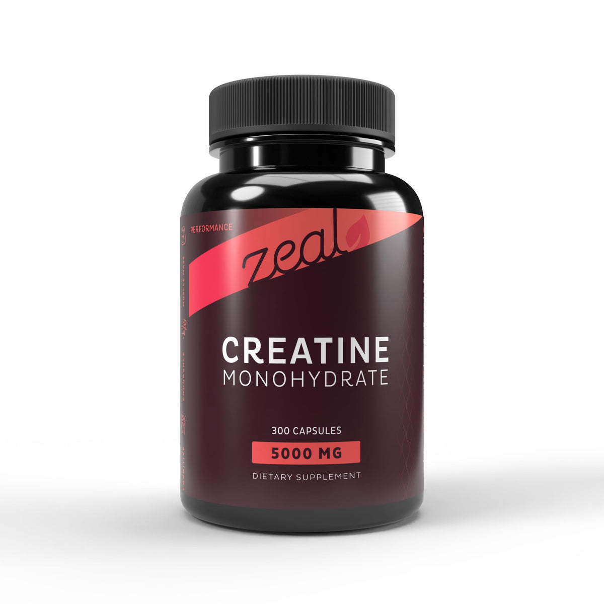 Zeal Naturals Creatine Monohydrate unflavored bottle for easy mixing with beverages.