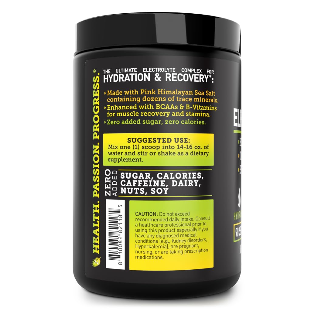 Zeal Naturals electrolyte powder Lemon Lime bottle on counter ready to mix