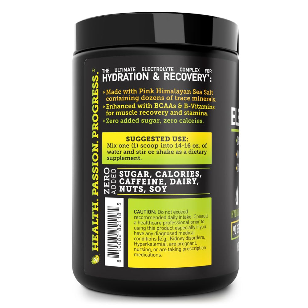 Zeal Naturals electrolyte powder Lemon Lime bottle on counter ready to mix