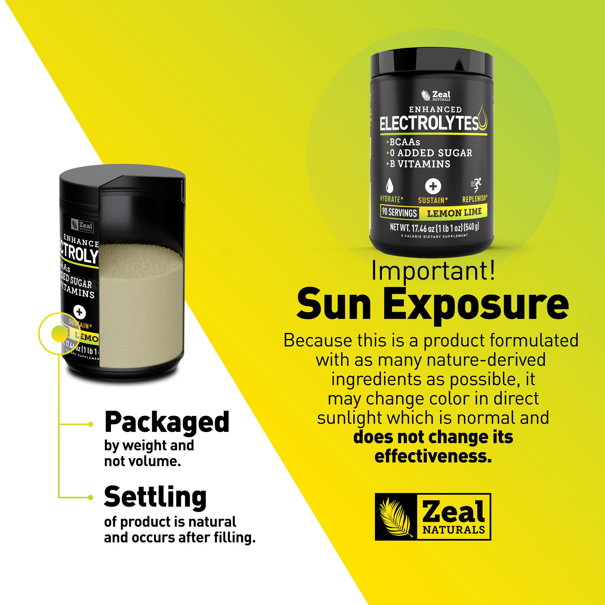 Zeal Naturals electrolyte powder zero sugar packaging claim visible