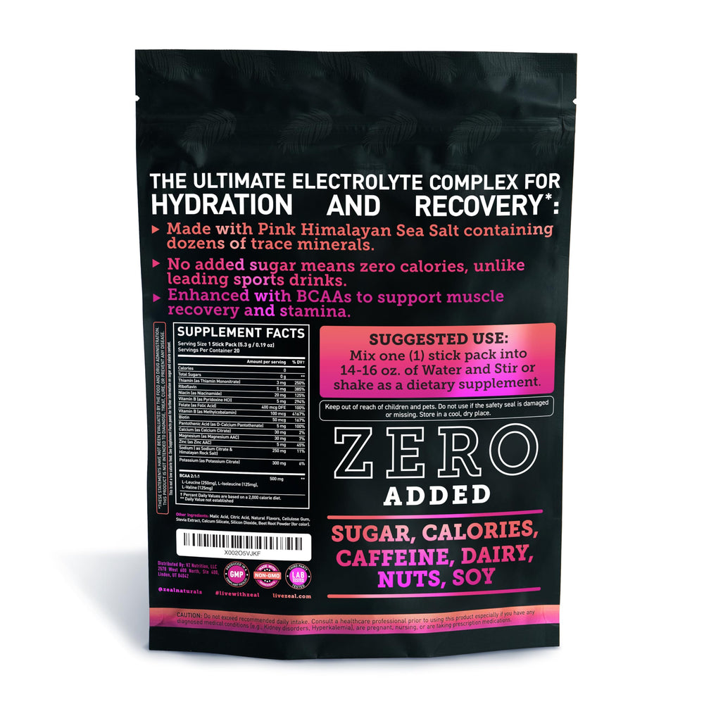 Zeal Naturals Raspberry Guava stick packets ready for gym or outdoor workouts.