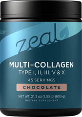 Zeal Naturals premium multi collagen powder chocolate hero shot for daily use