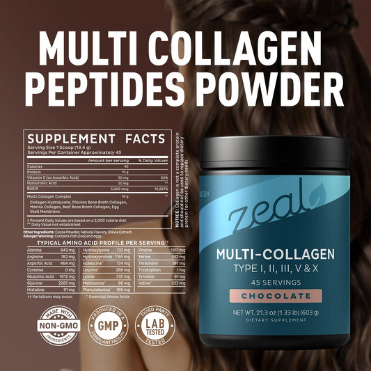 Zeal Naturals unflavored collagen powder tub ready to mix