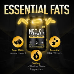 Coconut-sourced MCT blend with 60% C8 and 40% C10 for versatile fuel.