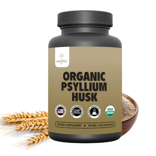 Zealthy Life psyllium husk capsules bottle front for daily fiber support
