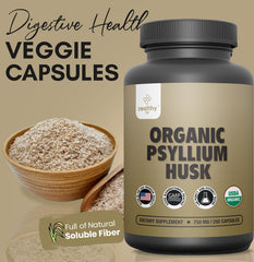 Zealthy Life vegan, non-GMO psyllium capsules suitable for plant-based diets