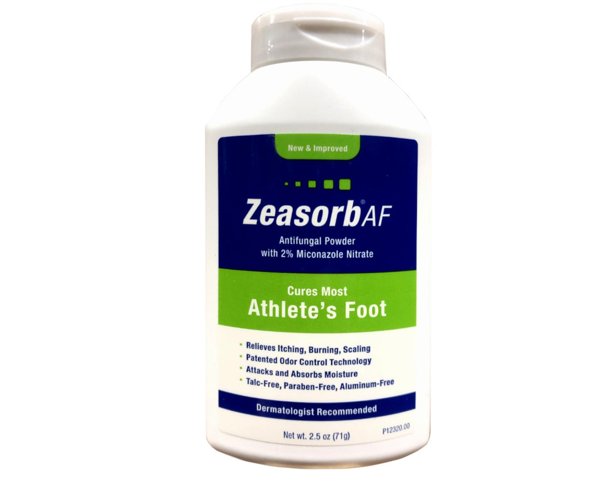 Zeasorb bottle pour for easy antifungal application and quick relief.