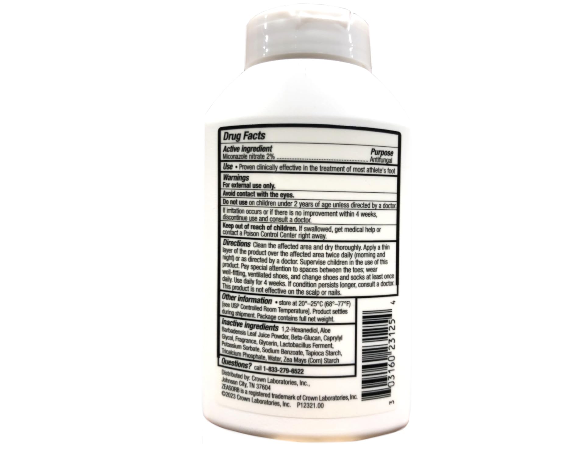Zeasorb powder applied to the foot area to manage itching.