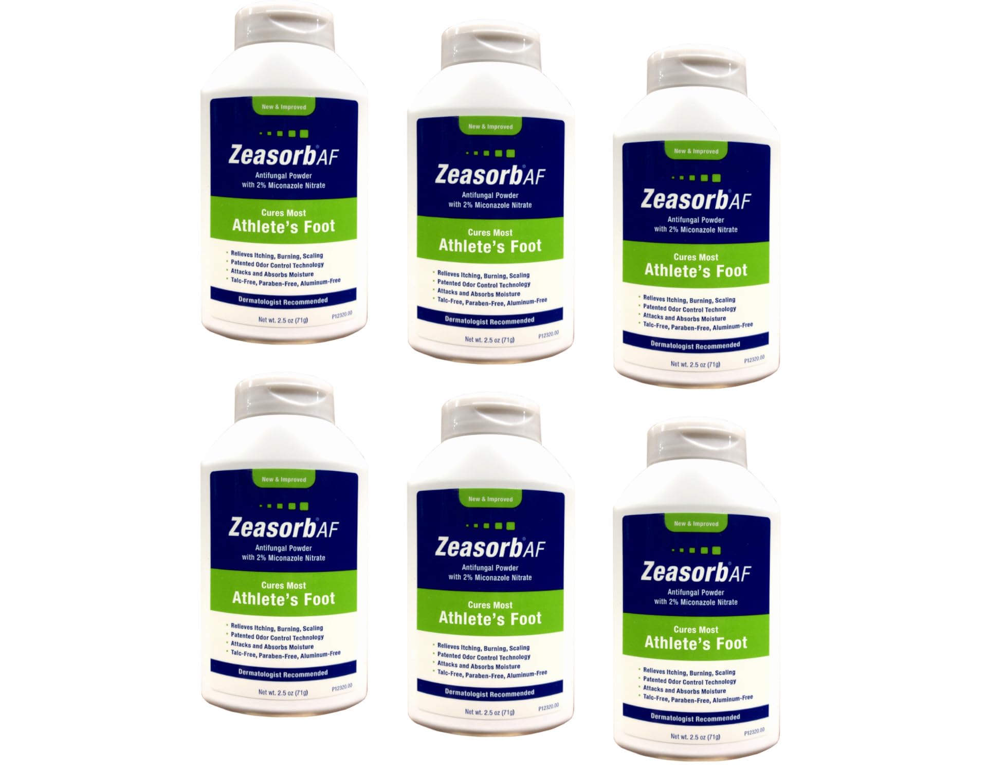Close-up of Zeasorb powder texture for rapid absorption and protection.