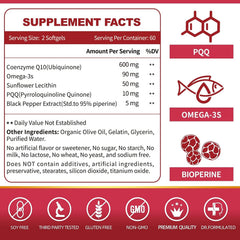 ZEBORA CoQ10 label closeup shows high potency formula for heart and energy support.
