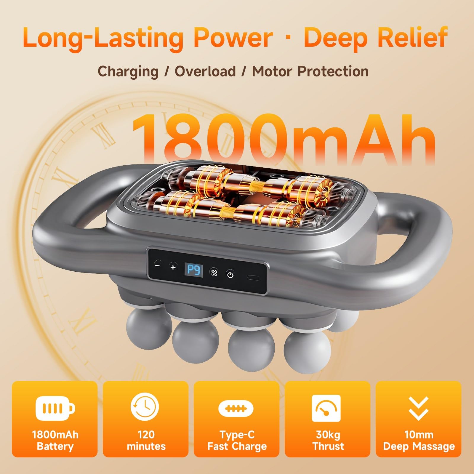 ZEDRIWELL deep-tissue heads deliver deeper relief for larger muscles.