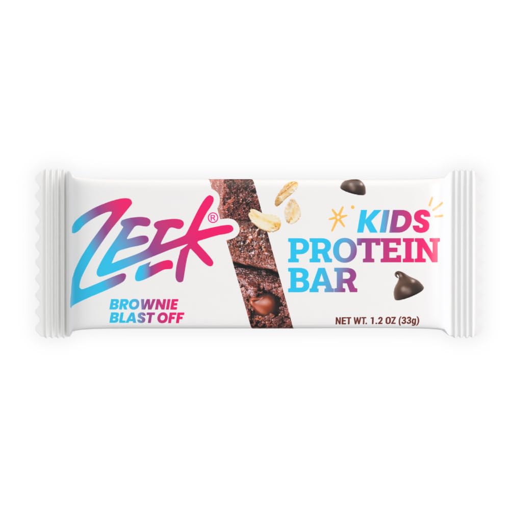 Zeek Bar Kids natural ingredients banner emphasizes dates, honey, and oats.