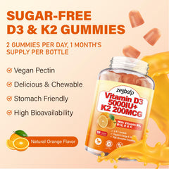 ZEGBALP D3K2 gummies chewy texture closeup for easy consumption.