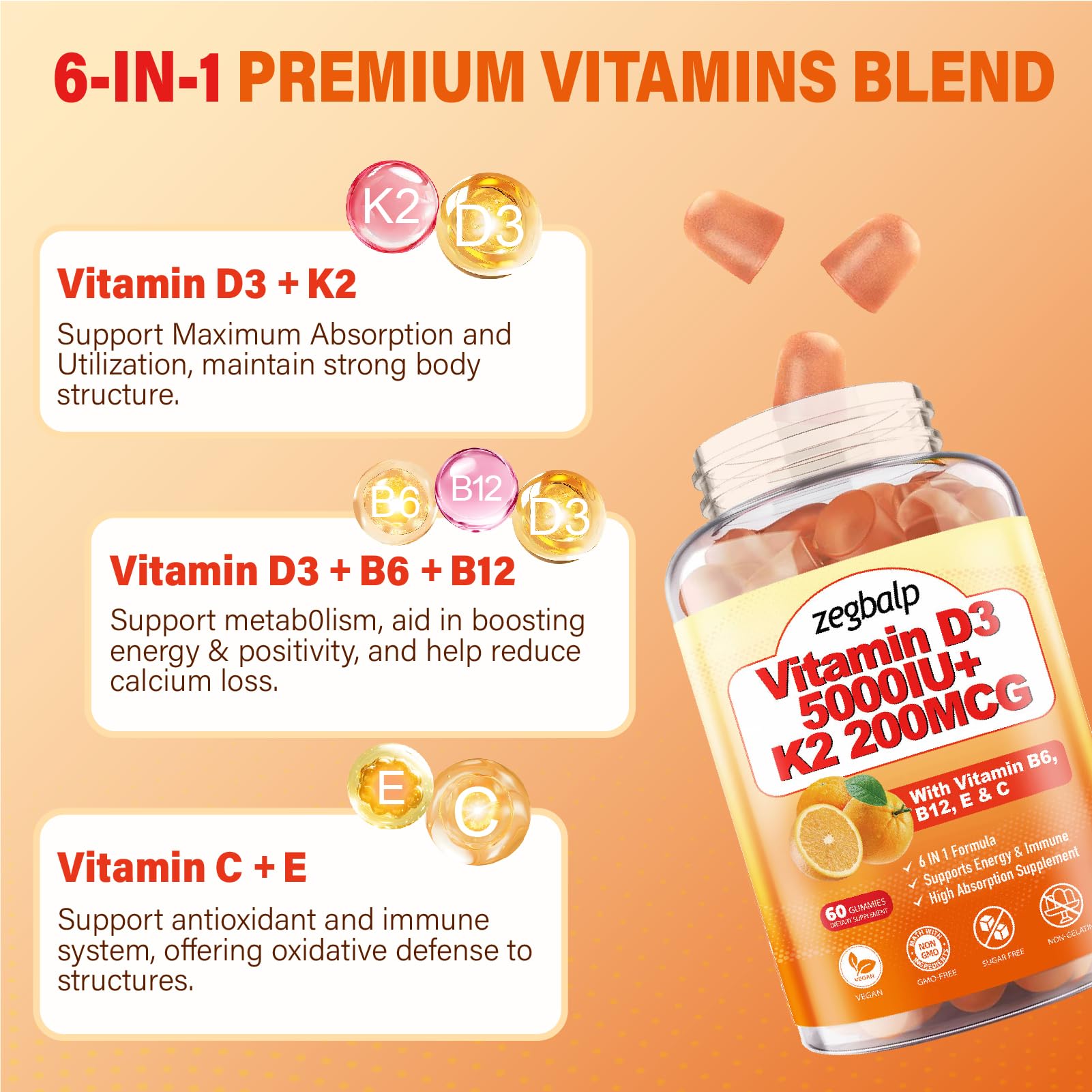 ZEGBALP D3K2 gummies two-pack display for daily use.