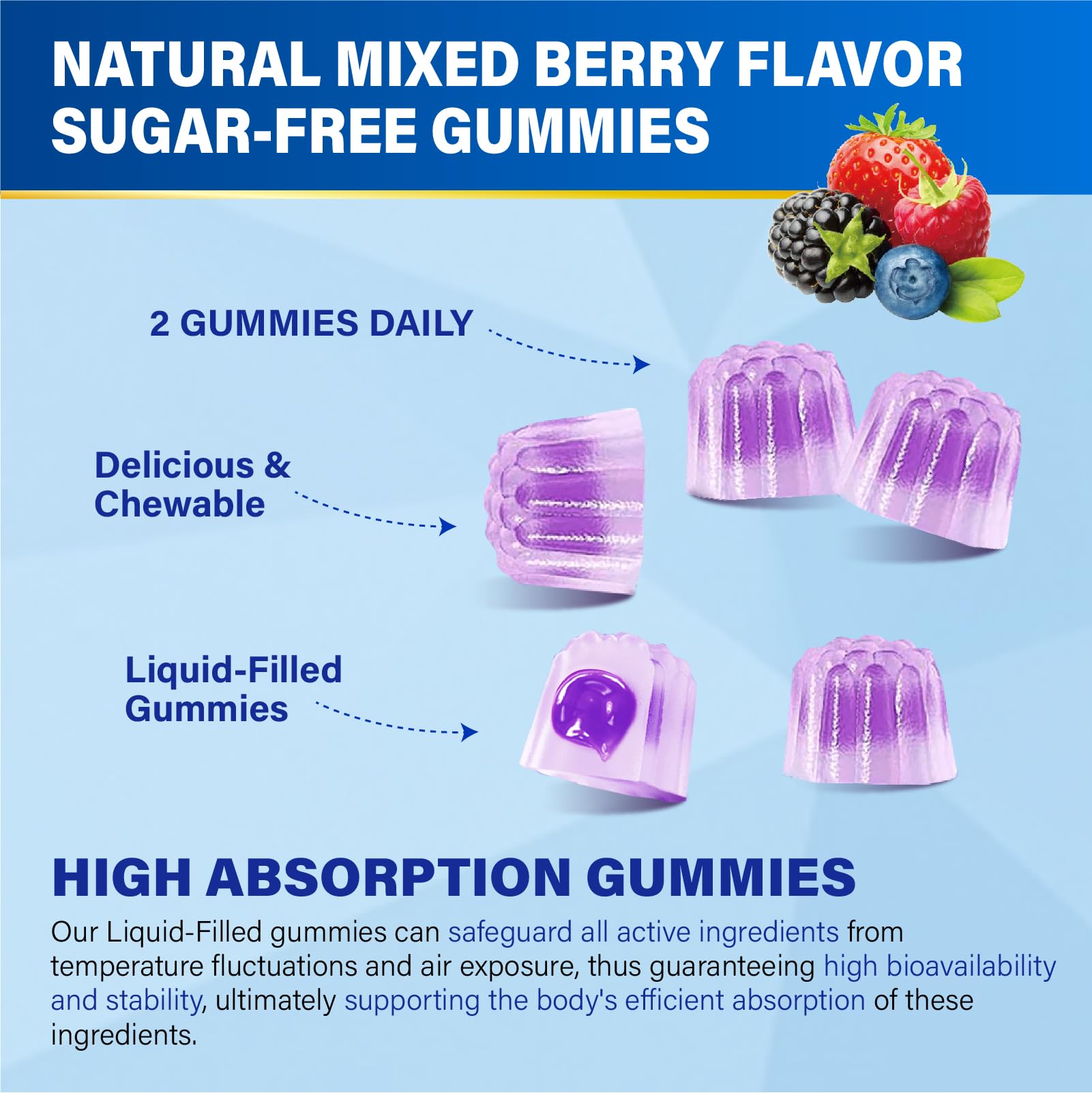 ZEGBALP gummies close-up reveals a smooth center designed for stability.
