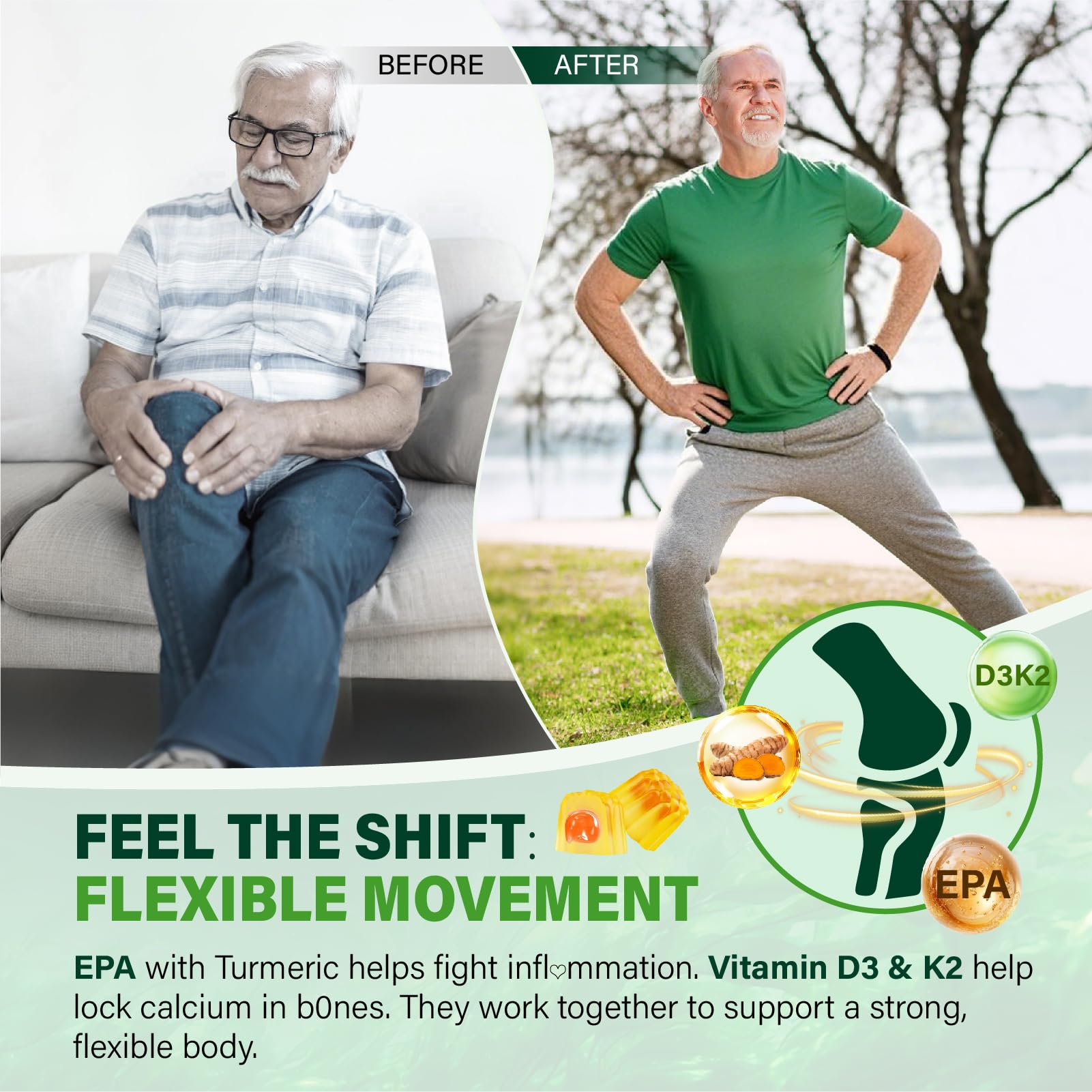 ZEGBALP Omega-3 gummies daily-dose scene with two chews