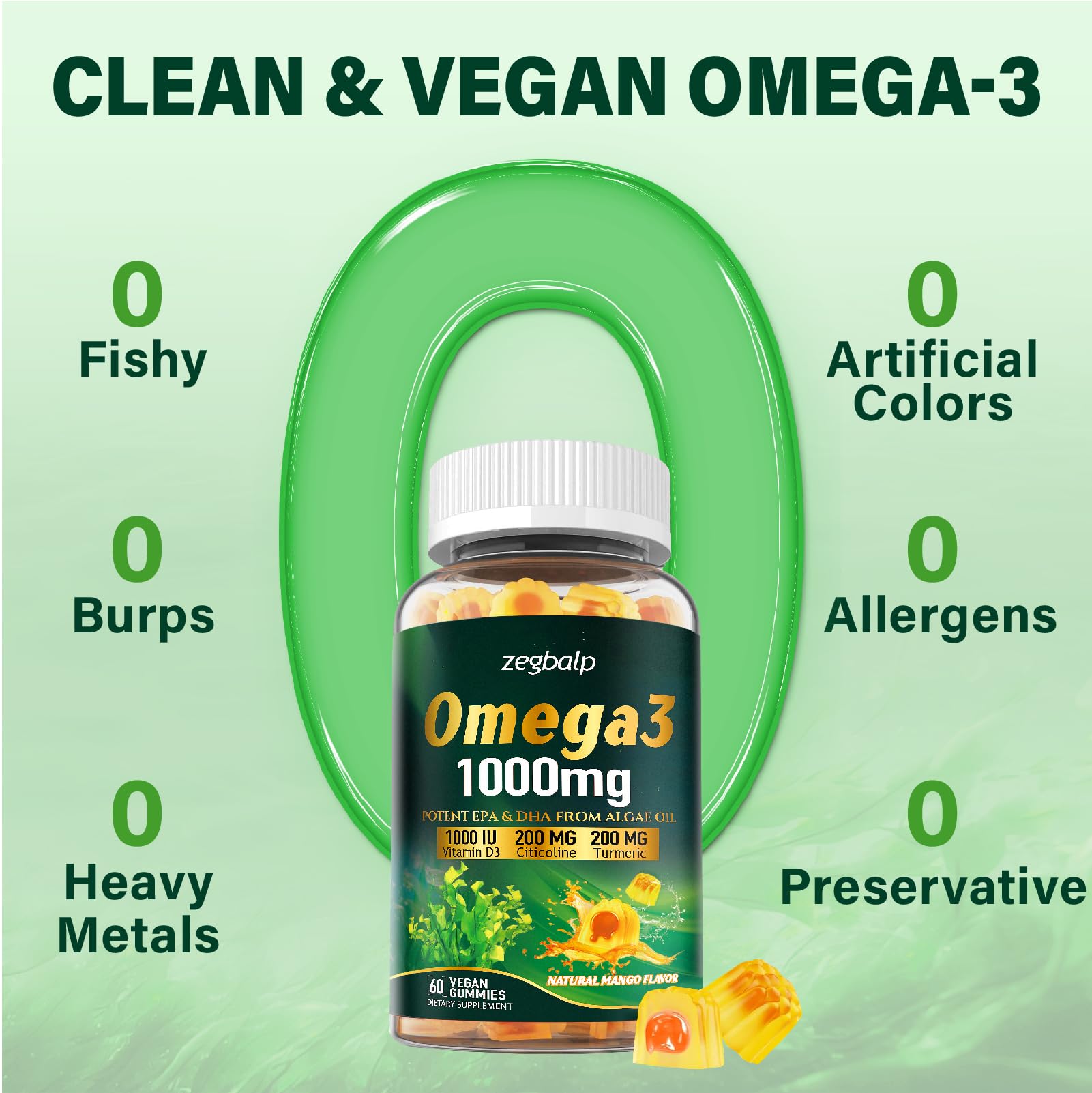 ZEGBALP Omega-3 gummies vegan chew for daily use
