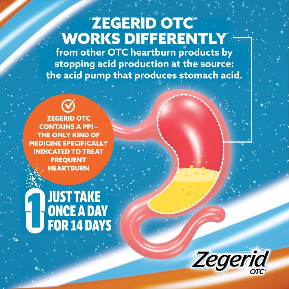 Zegerid OTC label close-up emphasizes ingredients and directions.